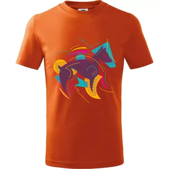 Chlapecké tričko Pes abstrakce hubený - Tričko dětské bavlněné - 134 cm/8 let ( Oranžová )
