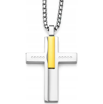 Náhrdelník Náhrdelník kříž ocel stříbrný zlatý trámek tečky ocel 316L