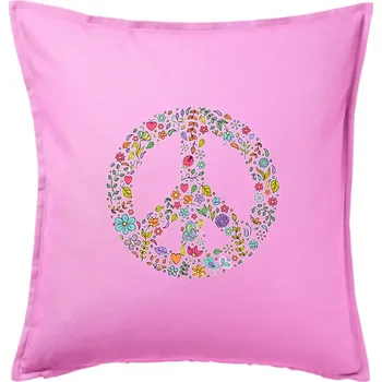 Polštář Peace symbol lístečky - Polštář 50x50 - 50x50 - Pouze potah ( Růžová )