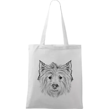 Teriér kresba - Taška bavlněná - 42 x 38 cm ( Bílá )