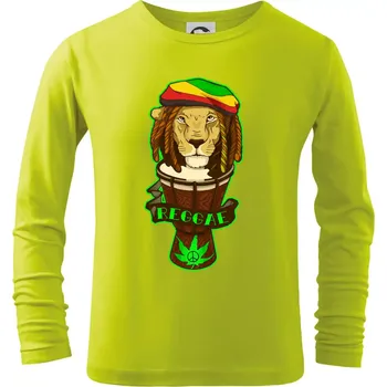 Chlapecké tričko Reggae lev - Triko dětské Long Sleeve - 158 cm/12 let ( Limetková )