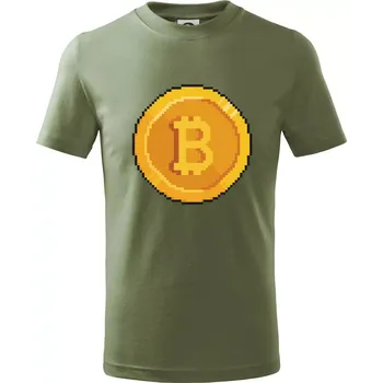 Bitcoin mince - Tričko dětské bavlněné - 158 cm/12 let ( Khaki )