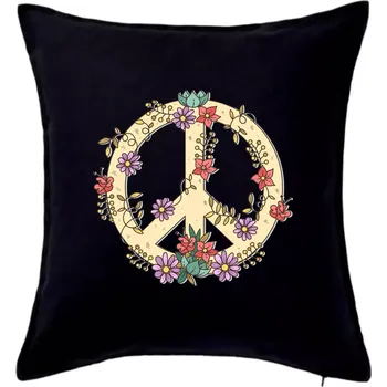 Polštář Peace symbol pískový - Polštář 50x50 - 50x50 - Pouze potah ( Černá )