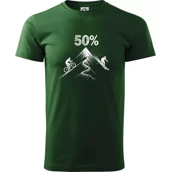 Pánské tričko Narozeniny cyklista a lyžař 50 - Triko extra velké (5-8XL) - 5XL ( Lahvově zelená )