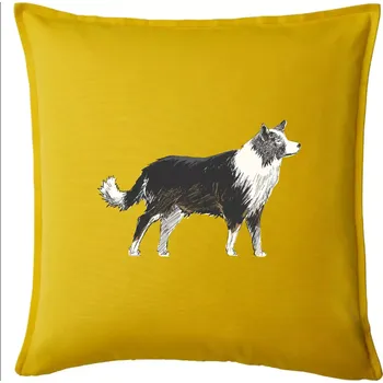 Polštář Border kolie kreslená - Polštář 50x50 - 50x50 - Pouze potah ( Žlutá )