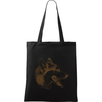 Husky - hlava z boku - Taška bavlněná - 42 x 38 cm ( Černá )