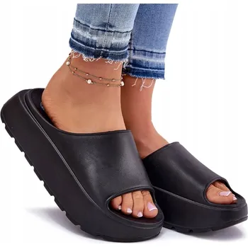 Dámské pantofle Dámské pěnové NAZOUVÁKY na platformě, lehké, vhodné k bazénu, černé, velikost 39