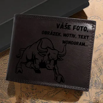 Peněženka eshoppoint Personalizovaná pánská peněženka PRESTIGE z pravé kůže bez zapínání s gravírováním – vlastní foto, text, jméno nebo monogram | Dárková krabička zdarma