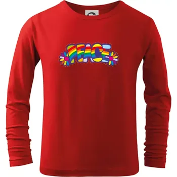 Chlapecké tričko Peace nápis duhový - Triko dětské Long Sleeve - 134 cm/8 let ( Červená )