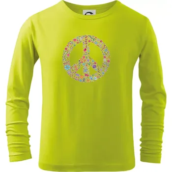 Dětská móda Peace symbol lístečky - Triko dětské Long Sleeve - 134 cm/8 let ( Limetková )