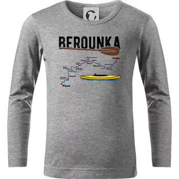 Chlapecké tričko Mapa řeky Berounky - Triko dětské Long Sleeve - 122 cm/6 let ( Tmavě šedý melír )
