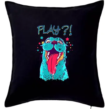 Polštář Pes - Play?! - Polštář 50x50 - 50x50 - Pouze potah ( Černá )