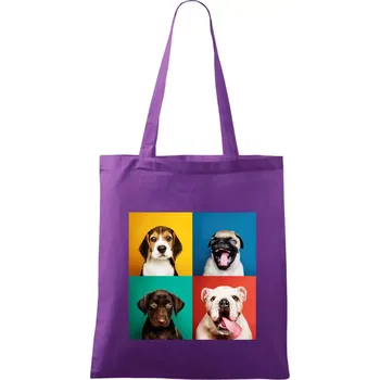 Psi štěňata koláž - Taška bavlněná - 42 x 38 cm ( Fialová )