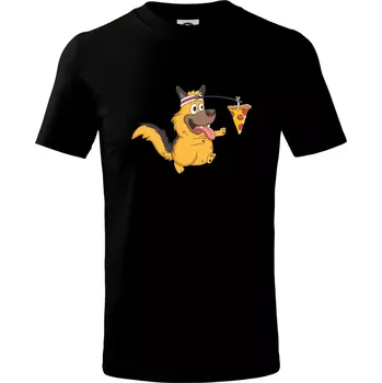 Pes s pizzou - Tričko dětské bavlněné - 98 cm / 2 roky ( Černá )