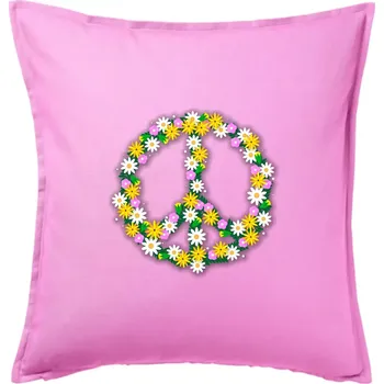 Polštář Peace symbol kopretiny - Polštář 50x50 - 50x50 - Pouze potah ( Růžová )
