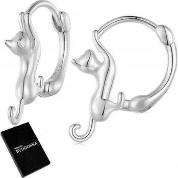 Náušnice STŘÍBRNÉ NÁUŠNICE KOČKY KOČIČKY RHODIOVANÉ ANGLICKÉ PRO DÍVKU STŘÍBRO 925