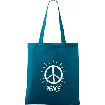 Peace symbol černobílý - Taška bavlněná - 42 x 38 cm ( Petrolejová )