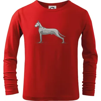 Chlapecké tričko Vintage Great dane - Triko dětské Long Sleeve - 122 cm/6 let ( Červená )