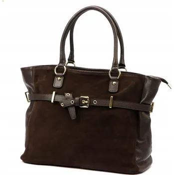 Kabelka Vera Pelle shopper kabelka z pravé semišové kůže hnědá