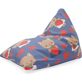 Sedací pytel Sablio Sedací vak Triangl Kočičky s jahodami: 120 x 100 x 100 cm