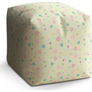 Taburet Sablio Taburet Cube Srdíčka a spirály: 40x40x40 cm