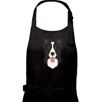 Kuchyňská zástěra Border kolie Pixel - Dámská zástěra na vaření - Univerzální velikost ( Černá )