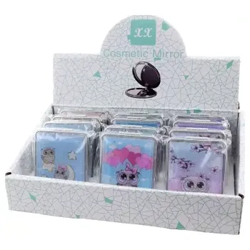 Kosmetické zrcátko Kapesní zrcátko s motivem soviček s přesýpacími třpytkami