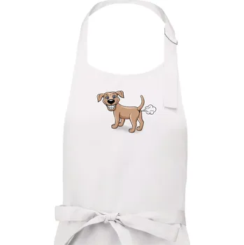 Kuchyňská zástěra Prdící pes kreslený (Hana-creative) - Pánská zástěra na vaření - Univerzální velikost ( Bílá )
