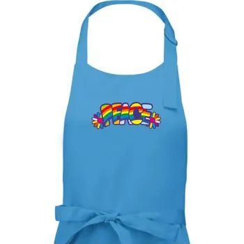 Kuchyňská zástěra Peace nápis duhový - Pánská zástěra na vaření - Univerzální velikost ( Světlý tyrkys )