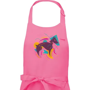 Kuchyňská zástěra Pes abstrakce hubený - Dámská zástěra na vaření - Univerzální velikost ( Růžová )