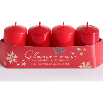 Svíčka Adventní svíčka – červené válečky / 4 ks / 50 × 70 mm