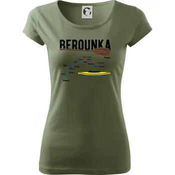 Dámské tričko Mapa řeky Berounky - Dámské triko Pure - XS ( Khaki )