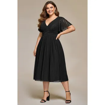 Dámské šaty EVER PRETTY Společenské midi šaty pro plnoštíhlé MARIENNA Černá 46