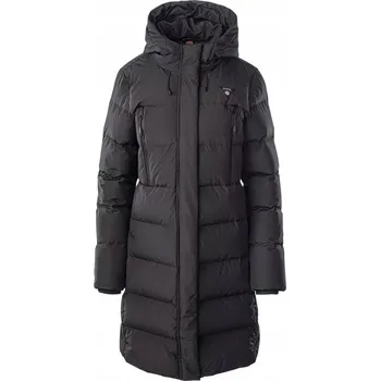 Dámský kabát DÁMSKÝ PÉŘOVÝ KABÁT S KAPUCÍ PIKOVANÝ ZIMNÍ IGUANA TIALGO ČERNÝ vel. XL