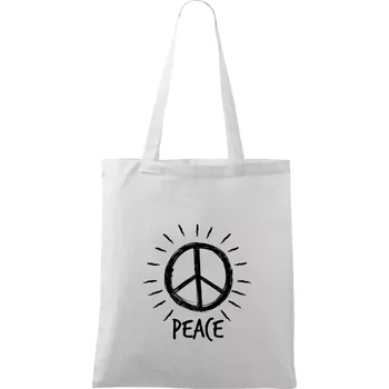 Peace symbol černobílý - Taška bavlněná - 42 x 38 cm ( Bílá )