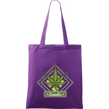 Cannabis list kosočtverec - Taška bavlněná - 42 x 38 cm ( Fialová )