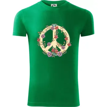 Peace symbol pískový - Viper FIT - Pánské zůžené tričko - 3XL ( Středně zelená )