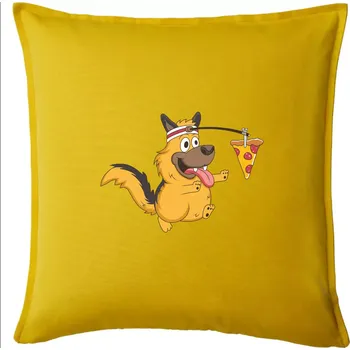 Polštář Pes s pizzou - Polštář 50x50 - 50x50 - Pouze potah ( Žlutá )