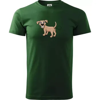 Pánské tričko Prdící pes kreslený (Hana-creative) - Triko extra velké (5-8XL) - 7XL ( Lahvově zelená )