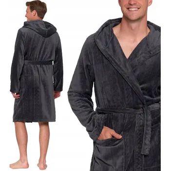 Pánský župan TEPLÝ PÁNSKÝ ŽUPAN NA ZAVAZOVÁNÍ S KAPUCÍ CHLUPATÝ MORAJ XL