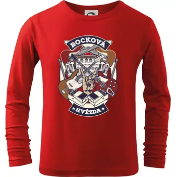 Chlapecké tričko Rocková hvězda - Triko dětské Long Sleeve - 134 cm/8 let ( Červená )