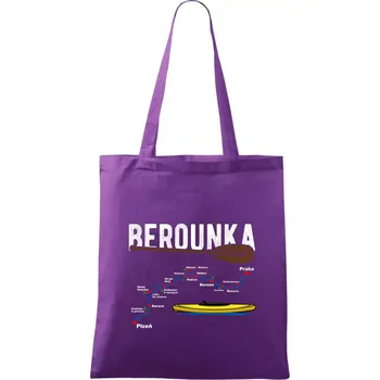 Nákupní taška Mapa řeky Berounky - Taška bavlněná - 42 x 38 cm ( Fialová )