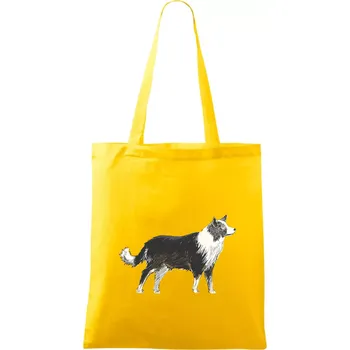 Border kolie kreslená - Taška bavlněná - 42 x 38 cm ( Žlutá )