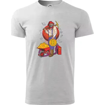 Pánské tričko Horník těží bitcoiny - Triko extra velké (5-8XL) - 7XL ( Světlešedý Melír )