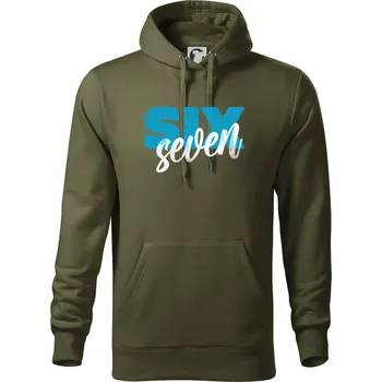 Pánská mikina Six seven - písmo - Mikina pánská Cape s kapucí - 3XL ( Military )