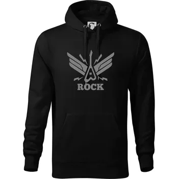 Pánská mikina Rocková kytara křídla - Mikina pánská Cape s kapucí - 4XL ( Černá )