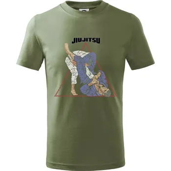 Chlapecké oblečení Jiu jitsu triangle - Tričko dětské bavlněné - 104-110cm / 3-4 roky ( Khaki )