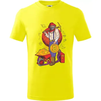 Chlapecké tričko Horník těží bitcoiny - Tričko dětské bavlněné - 98 cm / 2 roky ( Citrónová )