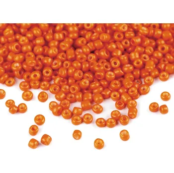 Dětské navlékací korálky Rokajl 12/0 - 2 mm neprůhledný, velké, 850D oranžová mrkvová
