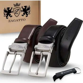 Opasek Kožený opasek pánský OBOUSTRANNÝ pravá kůže Černá/Hnědá ZAGATTO